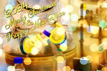 FX №221266 Covid19  Christmas background Happy New Year 2024 and Merry Christmas wishes