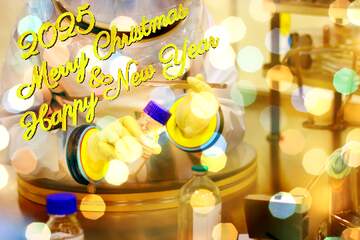 FX №221266 Covid19  Christmas background Happy New Year 2025 and Merry Christmas wishes