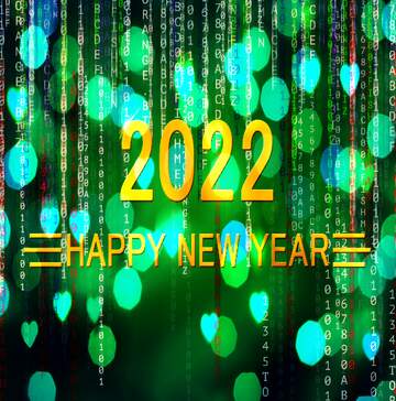 FX №221577 Digital enterprise matrix style Shiny happy new year 2022 background