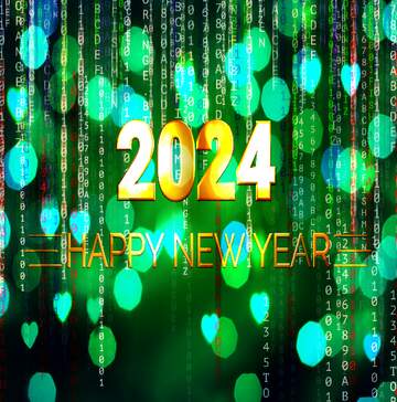 FX №221577 Digital enterprise matrix style Shiny happy new year 2024 background