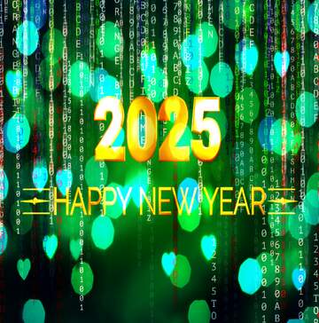 FX №221577 Digital enterprise matrix style Shiny happy new year 2025 background