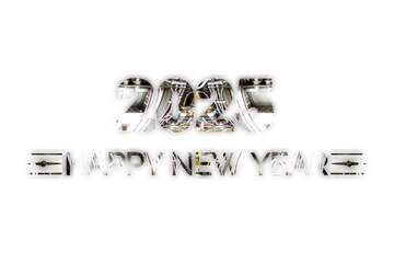 Happy New Year 2025 Technology metals pipe text