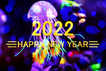 FX №221574 Purple jellyfish happy new year 2022 background
