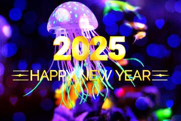 FX №221574 Purple jellyfish happy new year 2025 background