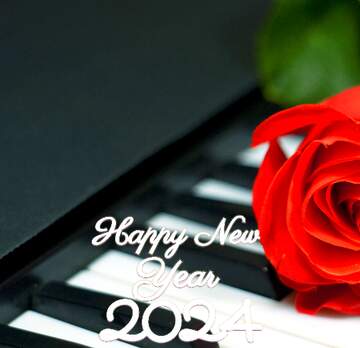 FX №221003 Rose on keys piano happy new year 2022