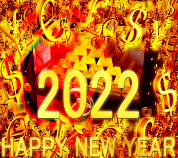 FX №221234 Safe with gold 2022 happy new year rich money Background Card