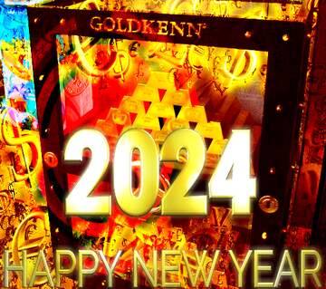 FX №221234 Safe with gold 2024 happy new year rich money Background Card