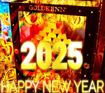 FX №221234 Safe with gold 2025 happy new year rich money Background Card