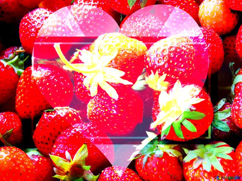 Background Heart shaped frame love  strawberries №22391