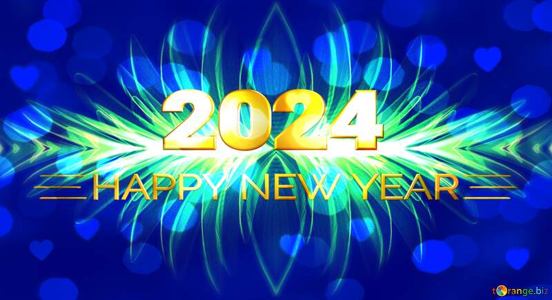 fractal  blue  flower Dark bokeh  background Happy New Year 2024 №40650