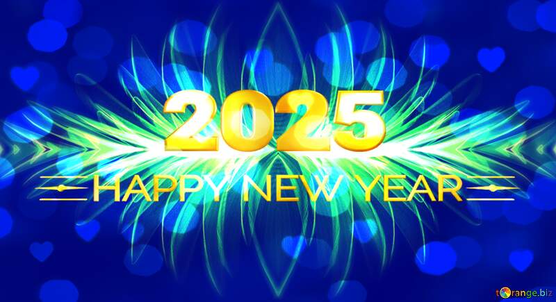 fractal  blue  flower Dark bokeh  background Happy New Year 2025 №40650