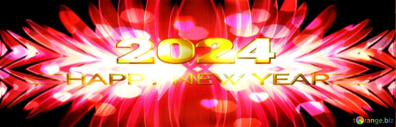 fractal red  flower Dark bokeh  background Happy New Year 2024 №40650