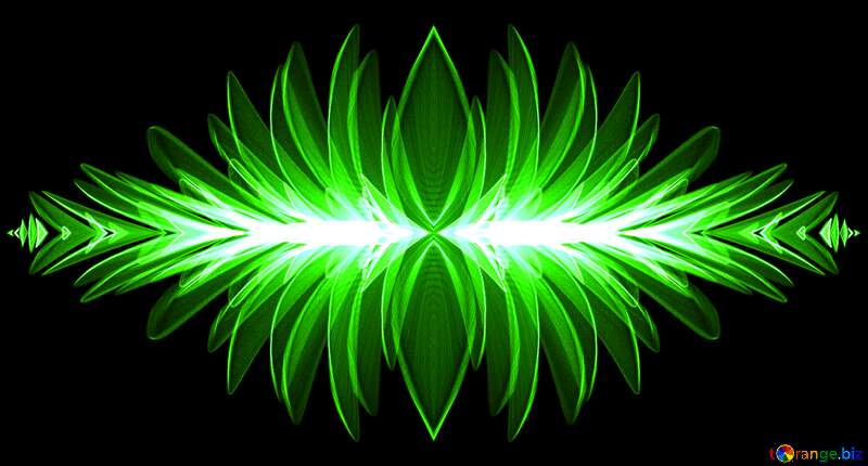 Green neon light flower pattern №40650