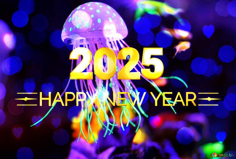 Purple jellyfish happy new year 2025 background №53783