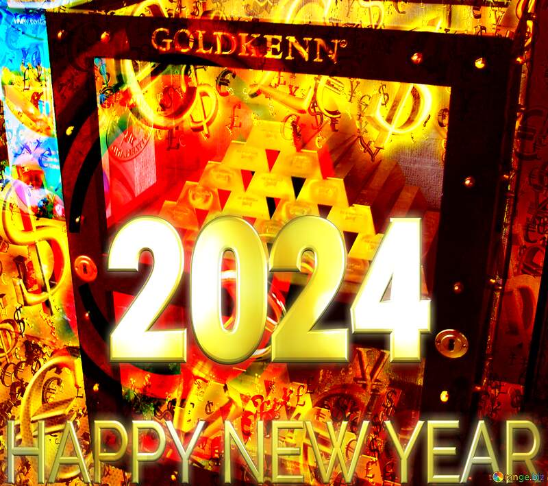 Safe with gold 2024 happy new year rich money Background Card №50170