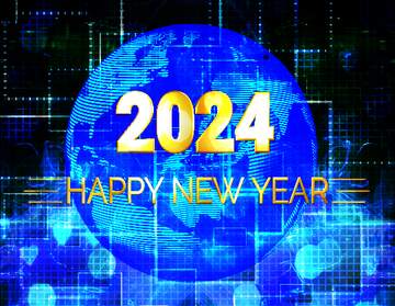 FX №222240 2024 Technology background tech abstract happy new year  symbol planet world earth