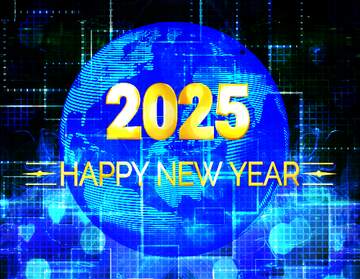 FX №222240 2025 Technology background tech abstract happy new year  symbol planet world earth