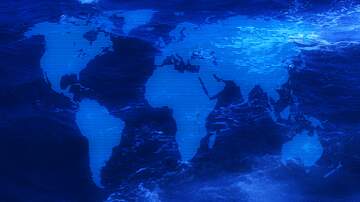 FX №222514 Water boils World map blue background concept global ocean ecology