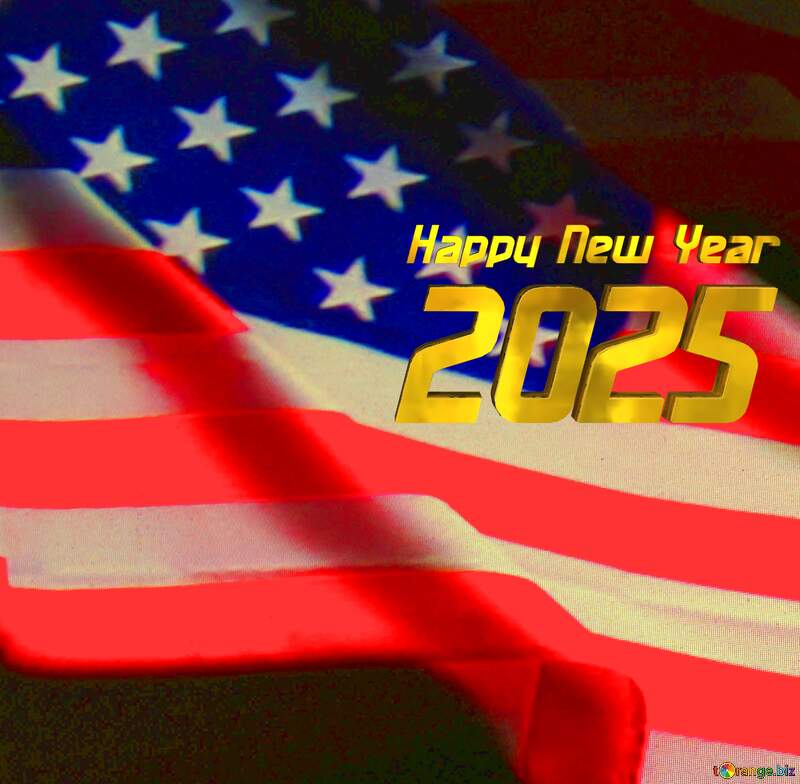 American Flag dark background Happy New Year 2025 №52480