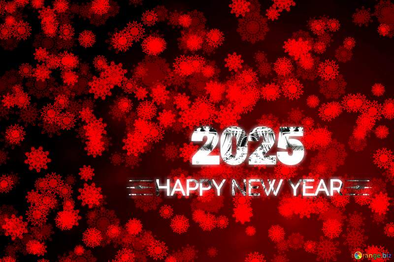 Background red  snowflakes Happy New Year 2024 Technology metals pipe text №40699