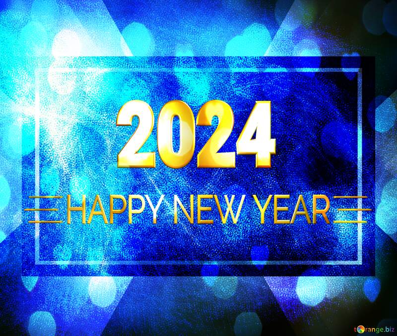 Blue background happy new year 2024 gold design №40636