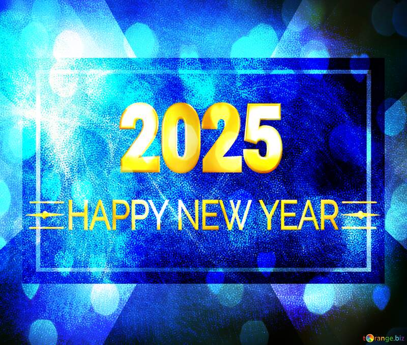 Blue background happy new year 2025 gold design №40636