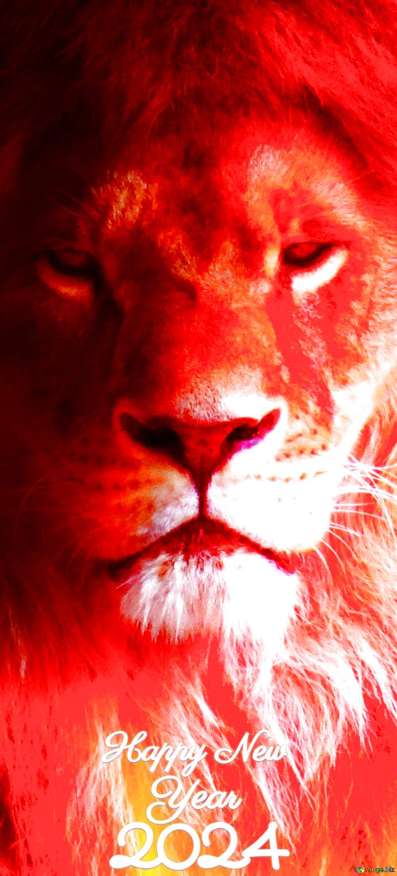 A Fire lion Happy New Year 2024 vertical banner background №44974