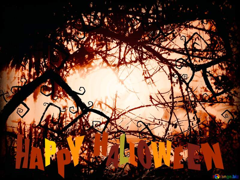 happy halloween background template frame Spooky forest №40591