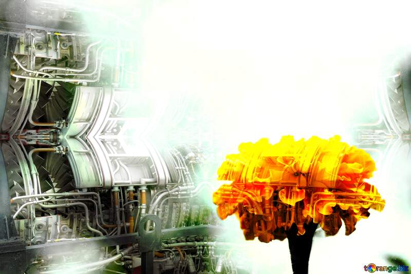 Marigold flower on  Abstract Mechanic pipe background №33461
