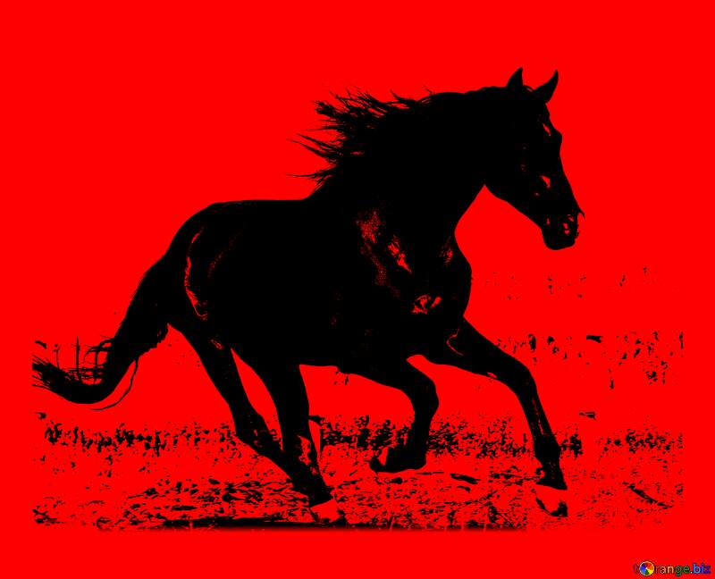 Red black horse silhouette №36664