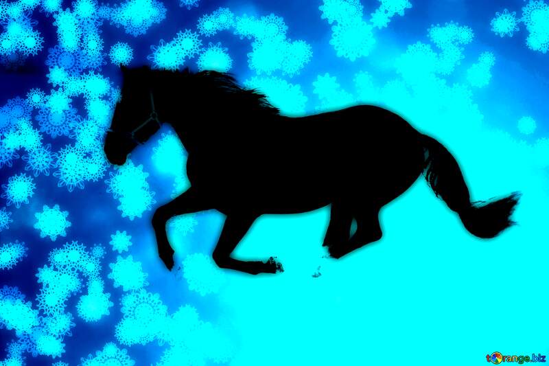 snowflakes overlays Horse snow blue  Background №18191