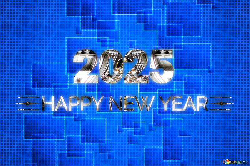 Technology background squares grid cell line ruler techno blue  happy new year 2025 №49678