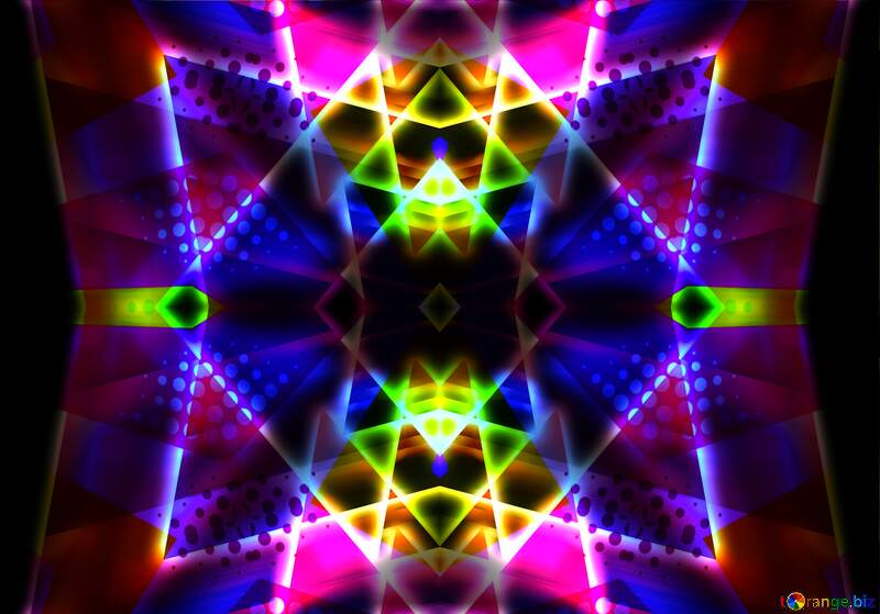 Neon Colors dark background design with  pyramids  shiny neon glow №54760