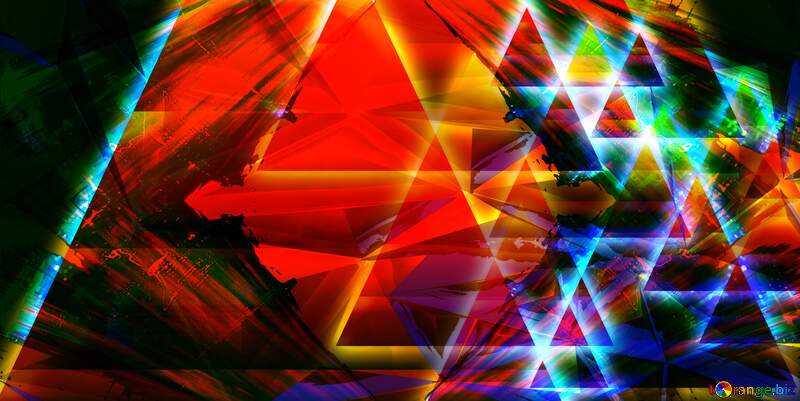 Polygonal dark design background with pyramids shiny neon glow red and blue colors №54760