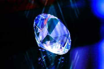 FX №224261 Electric blue light cobalt blue transparent material gemstone crystal reflection diamond dark...