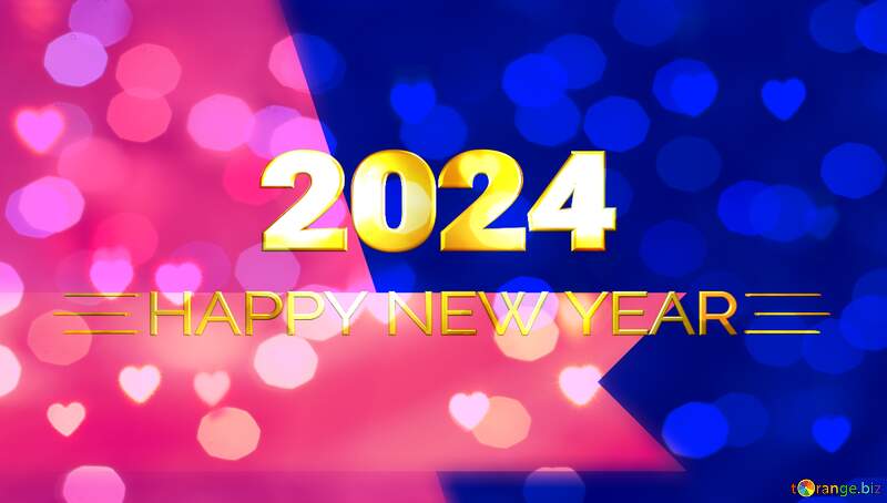 2024 happy new year pink blue  bokeh lights background №54865