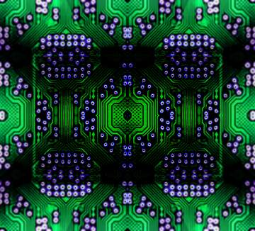 Electric blue visual arts symmetry graphics computer chip background pattern