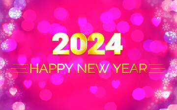 FX №227802 Pink christmas happy new year 2024 purple shiny background graphic design text
