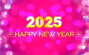 FX №227802 Pink christmas happy new year 2025 purple shiny background graphic design text