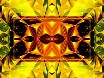 FX №227674 Symmetry polygon gold infographic psychedelic art orange kaleidoscope background pattern