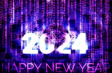 FX №227682 Purple happy new year 2024 graphic design techno computer background