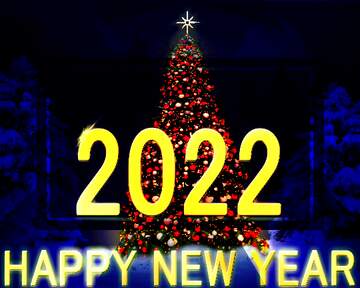 FX №227219 New Year Tree happy new year 2022 lettering gold banner design