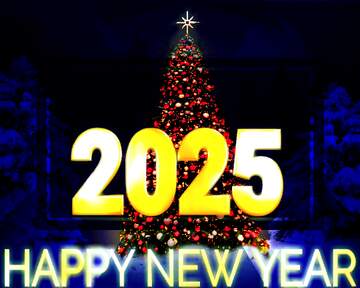 FX №227219 New Year Tree happy new year 2025 lettering gold banner design