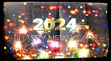 FX №227978 Old paper folded sheet happy new year 2024 background