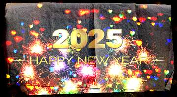 FX №227978 Old paper folded sheet happy new year 2025 background