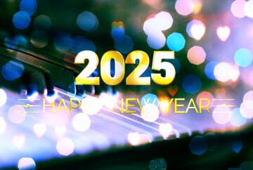 FX №227159 Piano Christmas 2025 Happy New Year bokeh lights blue  background