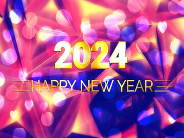 Visual effect lighting graphic design purple violet light text, background pattern happy year new 2024 bokeh polygon