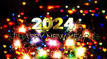 FX №227670 Neon lighting sparkler happy new year 2024 gold christmas outdoor light holiday background