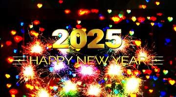 FX №227670 Neon lighting sparkler happy new year 2025 gold christmas outdoor light holiday background