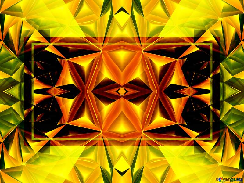 Symmetry polygon gold infographic psychedelic art orange kaleidoscope background pattern №51586